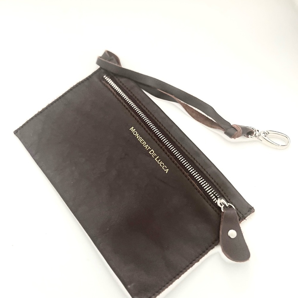 MONSERAT DE LUCCA Brown Leather Pochette Clutch Bag